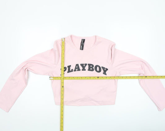Womens UK Size XL Missguided Pink Cropped T-Shirt