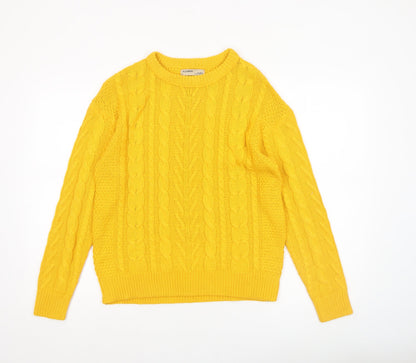 Womens UK Size S Pull&Bear Yellow Pullover Jumper