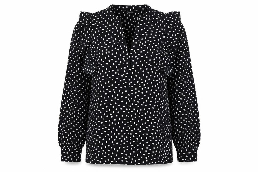 Womens UK Size 12 Debenhams Black Ruffle Blouse