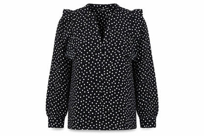 Womens UK Size 12 Debenhams Black Ruffle Blouse