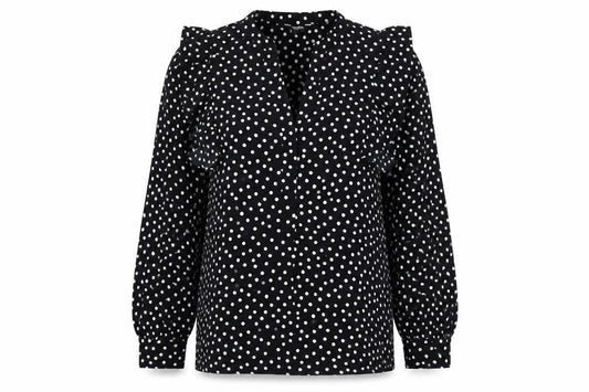 Womens UK Size 12 Debenhams Black Ruffle Blouse