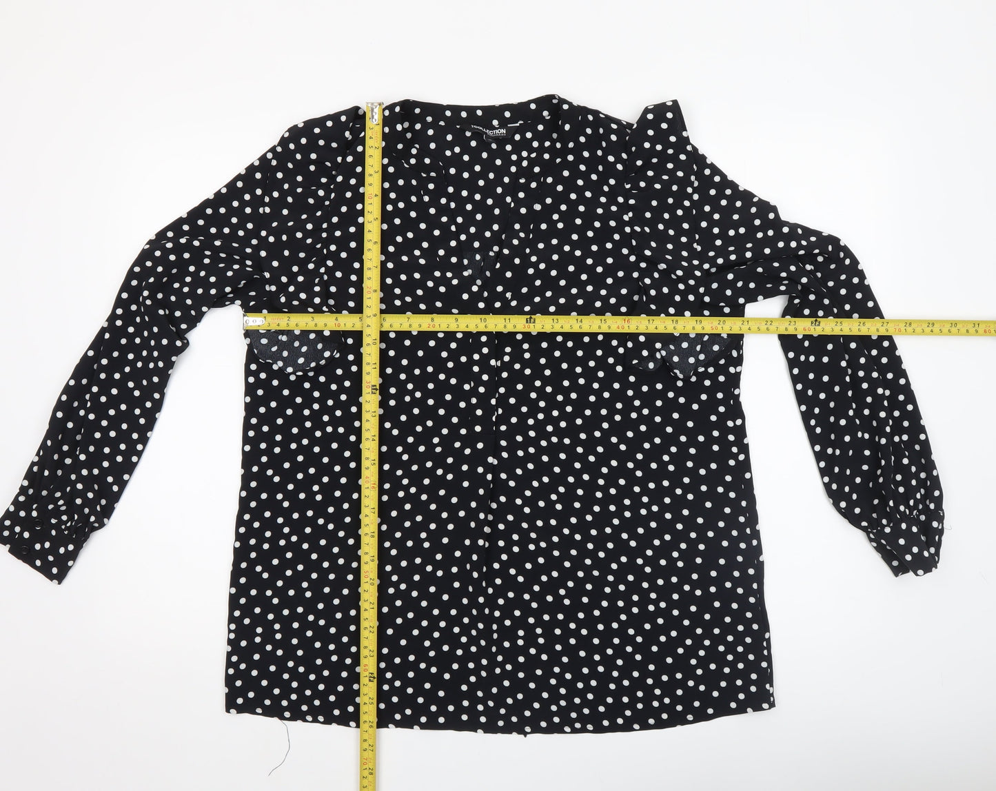 Womens UK Size 12 Debenhams Black Ruffle Blouse