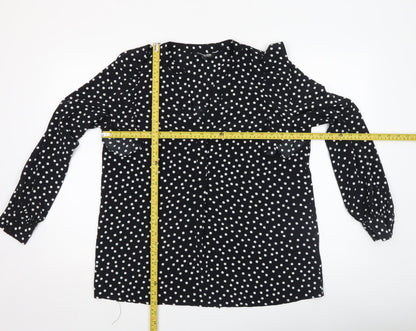Womens UK Size 12 Debenhams Black Ruffle Blouse