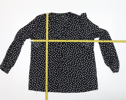 Womens UK Size 12 Debenhams Black Ruffle Blouse