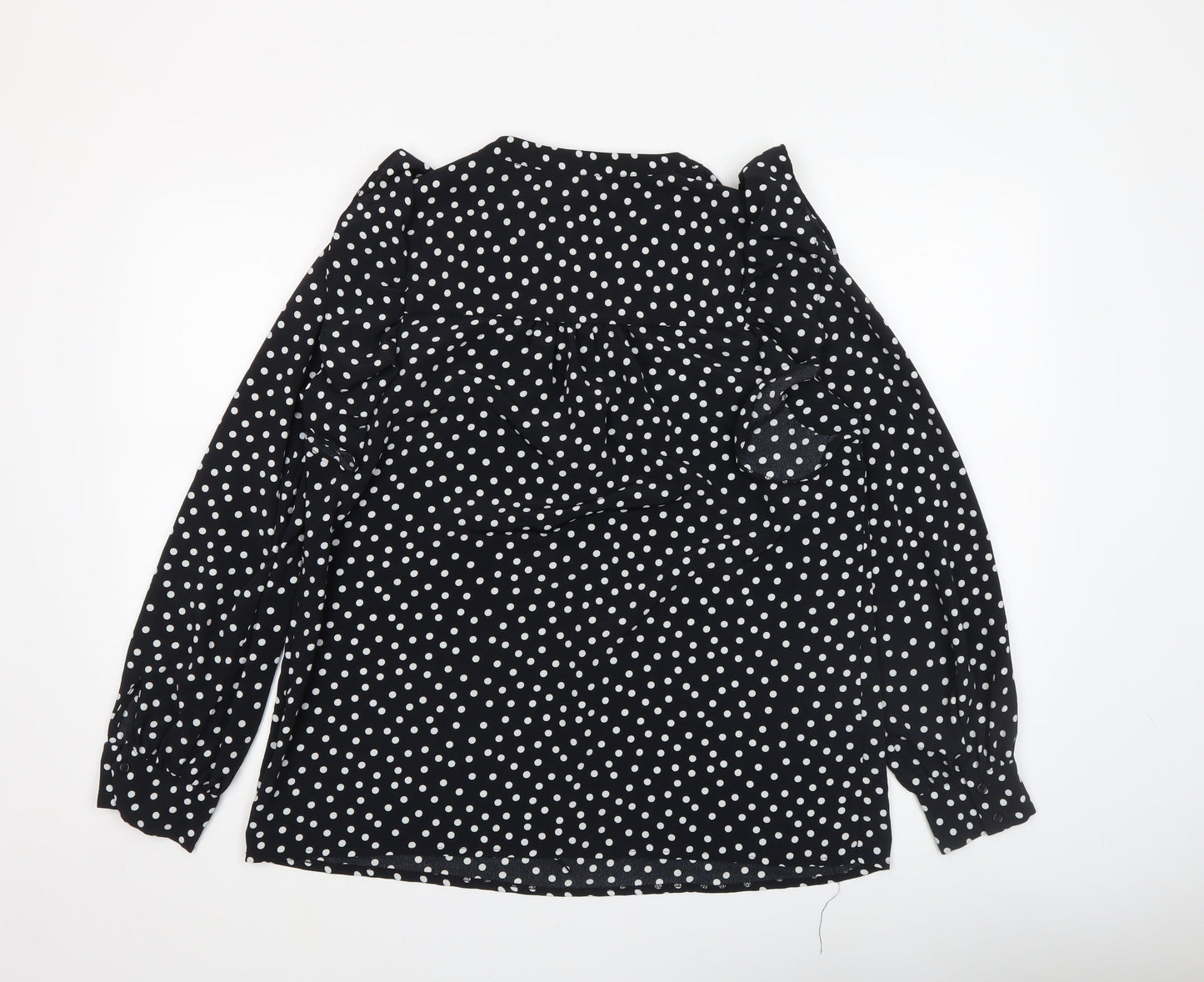 Womens UK Size 12 Debenhams Black Ruffle Blouse