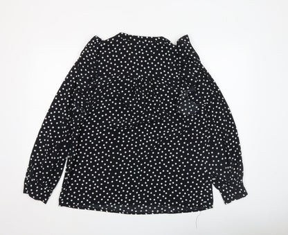 Womens UK Size 12 Debenhams Black Ruffle Blouse
