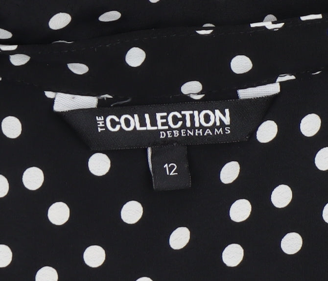 Womens UK Size 12 Debenhams Black Ruffle Blouse