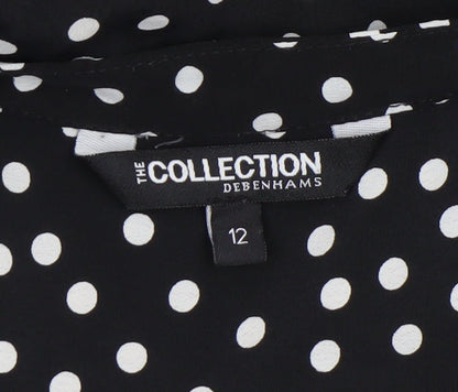 Womens UK Size 12 Debenhams Black Ruffle Blouse
