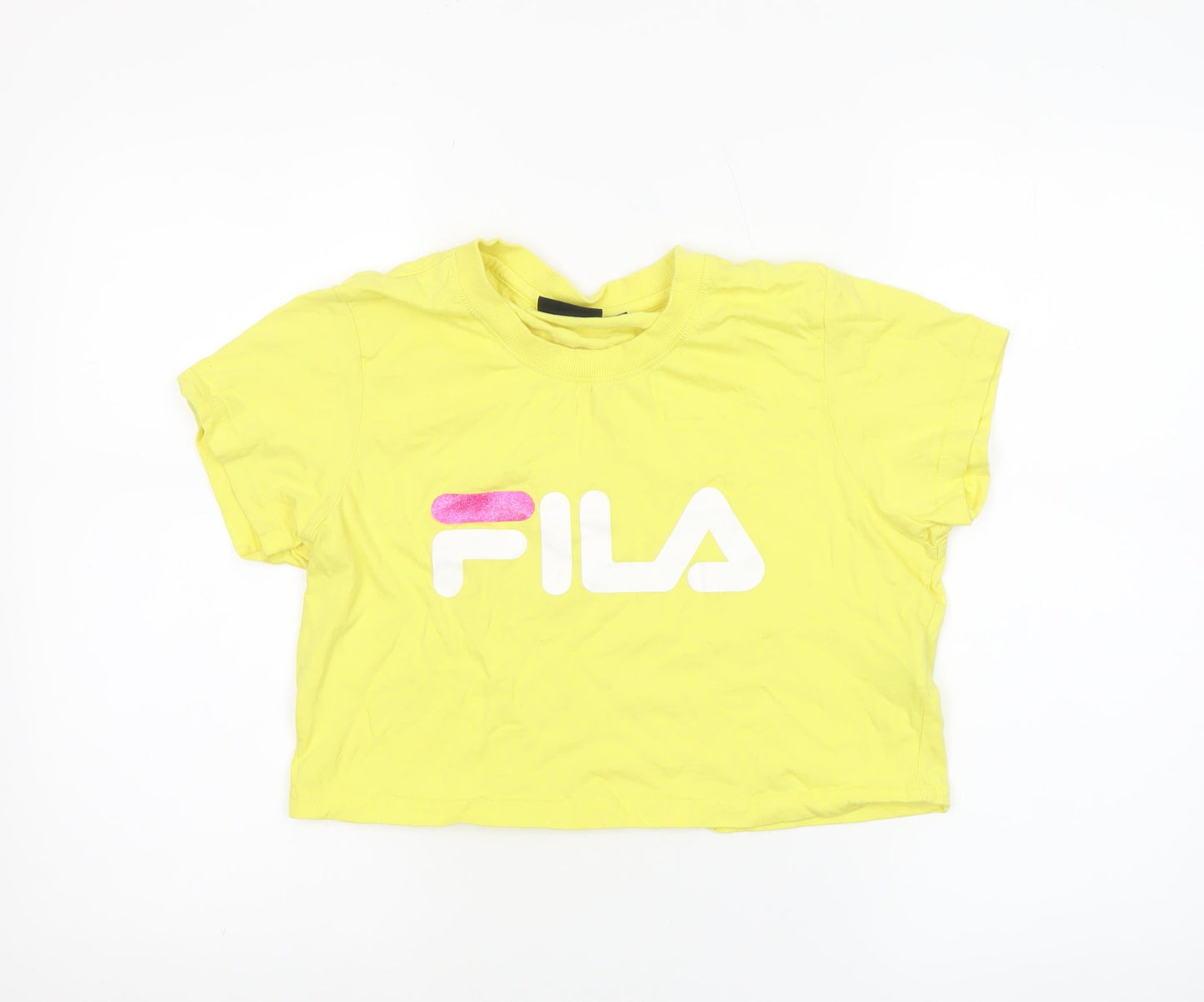 Womens UK Size M FILA Yellow Cropped T-Shirt