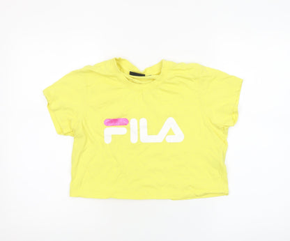 Womens UK Size M FILA Yellow Cropped T-Shirt