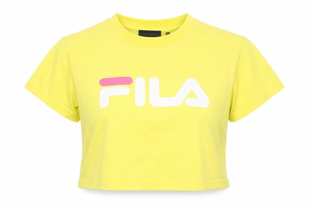 Womens UK Size M FILA Yellow Cropped T-Shirt