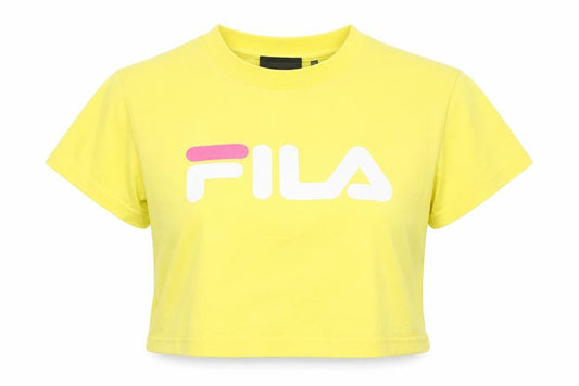 Womens UK Size M FILA Yellow Cropped T-Shirt