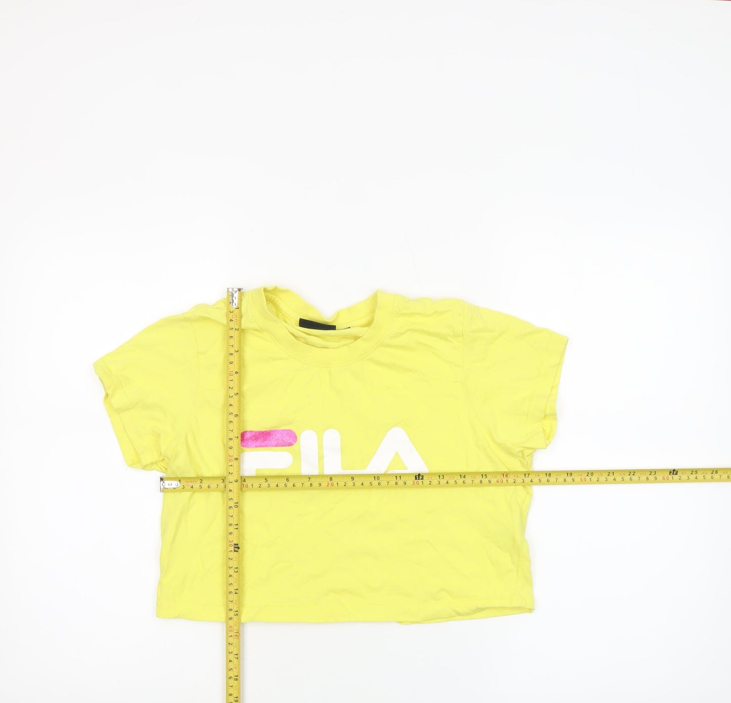 Womens UK Size M FILA Yellow Cropped T-Shirt
