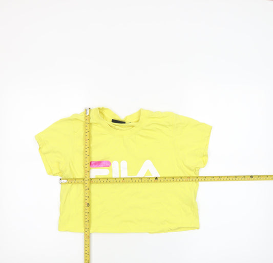 Womens UK Size M FILA Yellow Cropped T-Shirt