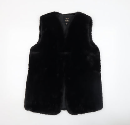 QED LDN Women’s Black Faux Fur Waistcoat Size M