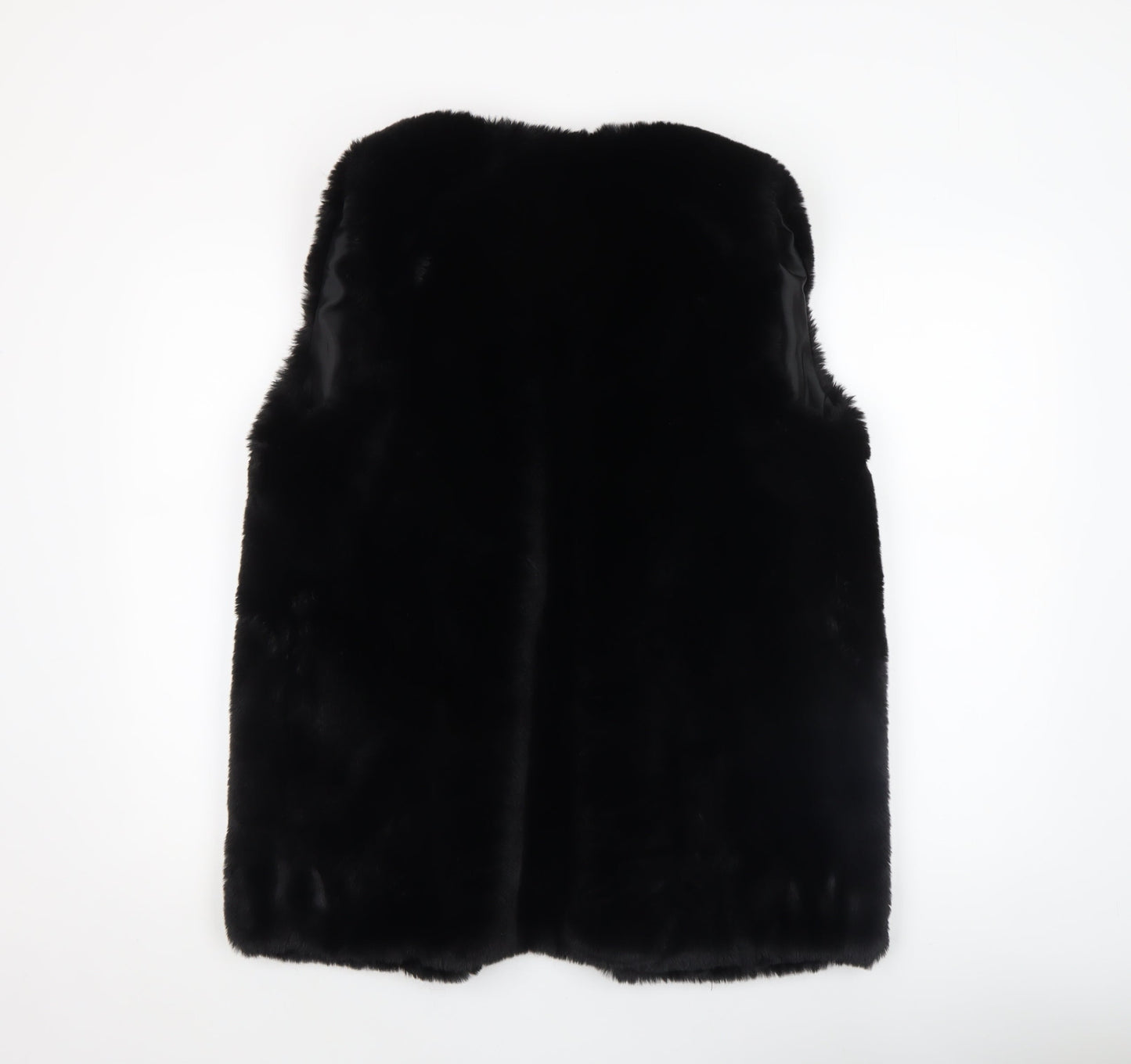 QED LDN Women’s Black Faux Fur Waistcoat Size M