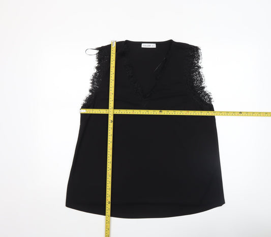 Womens UK Size L Gallery Black Camisole Blouse