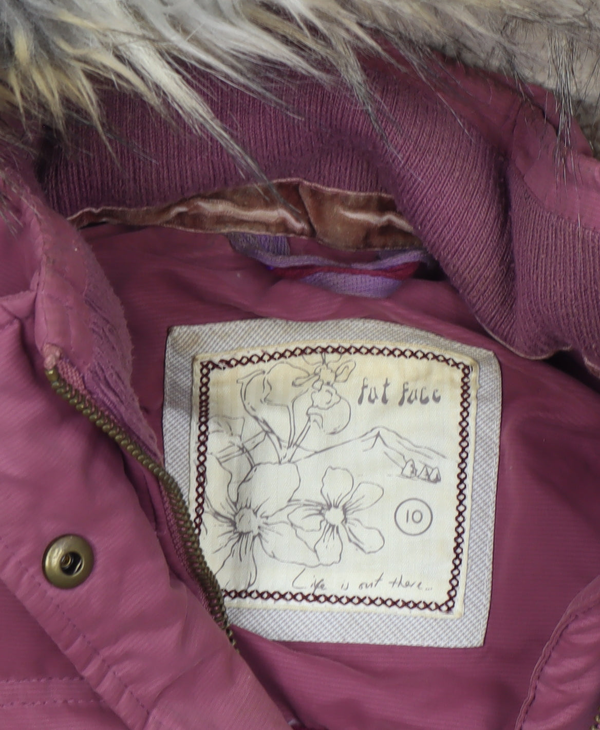 Womens UK Size 10 Fat Face Pink Puffer Jacket