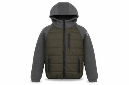 Invicta Boys Grey & Green Hooded Puffer Jacket 10 Years Polyester