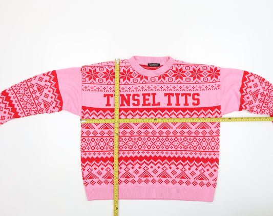 Womens UK Size L Boohoo Pink Pullover Jumper