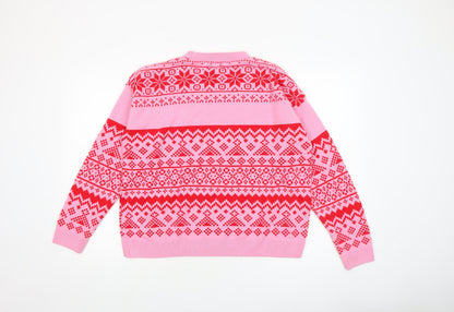 Womens UK Size L Boohoo Pink Pullover Jumper