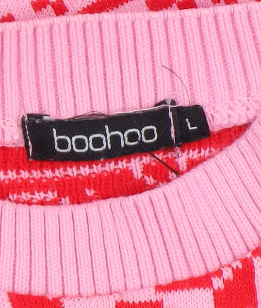Womens UK Size L Boohoo Pink Pullover Jumper