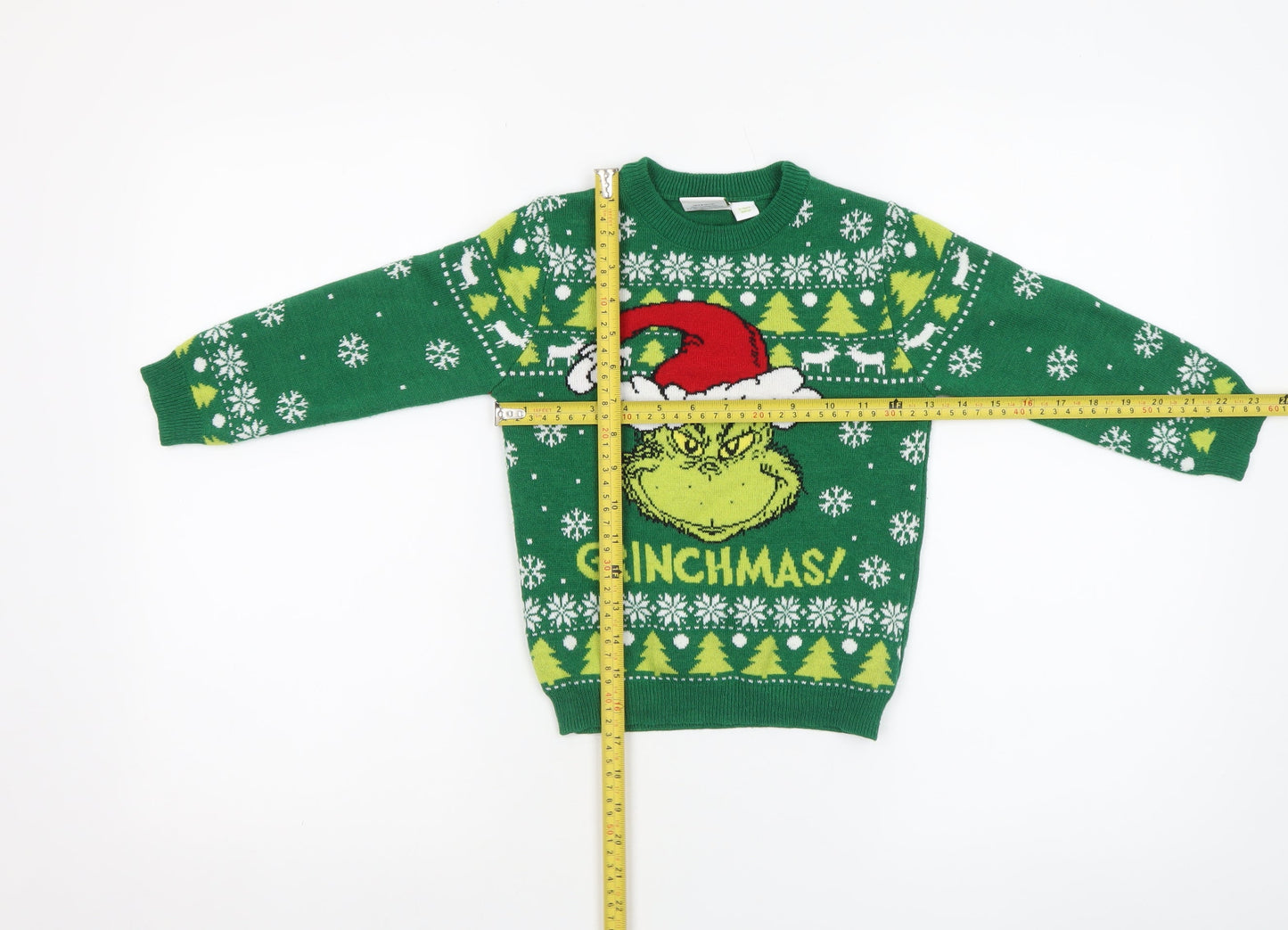 The Grinch Boys Green Christmas Jumper 3-4 Years Crew Neck Knit