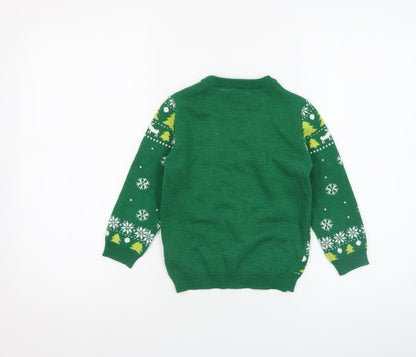 The Grinch Boys Green Christmas Jumper 3-4 Years Crew Neck Knit