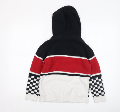 Next Boys Black Red Santa Hooded Christmas Jumper 9 Years 100% Cotton
