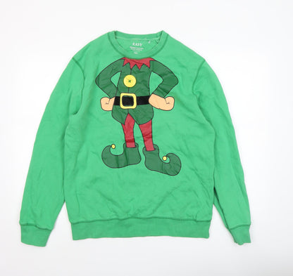 Mens UK Size M Easy Green Pullover Sweatshirt