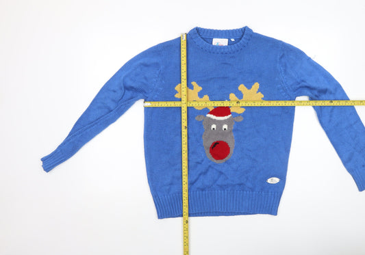 Womens UK Size XS Crazy Granny Blue Pullover Jumper