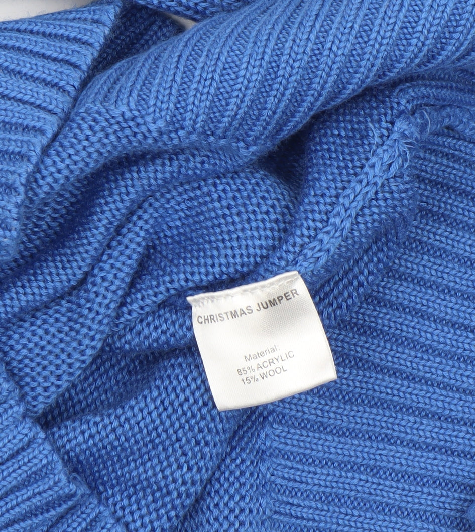 Womens UK Size XS Crazy Granny Blue Pullover Jumper