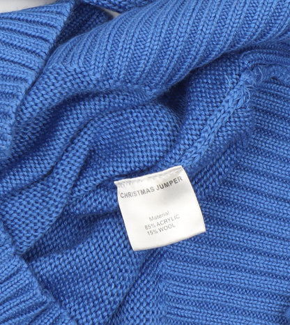 Womens UK Size XS Crazy Granny Blue Pullover Jumper