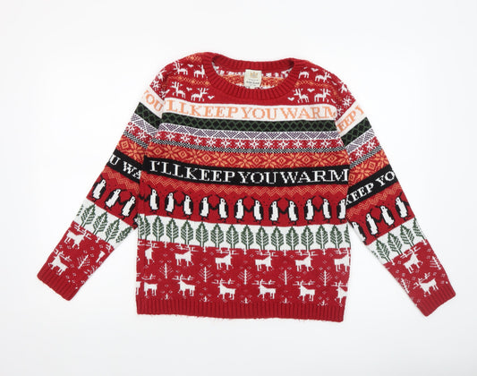Womens UK Size S River Island Red Pullover Jumper