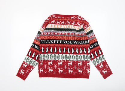 Womens UK Size S River Island Red Pullover Jumper