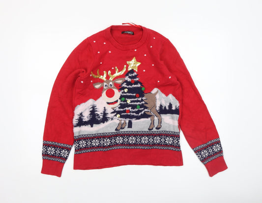 Womens UK Size S Dunnes Red Pullover Jumper
