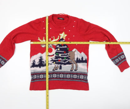 Womens UK Size S Dunnes Red Pullover Jumper