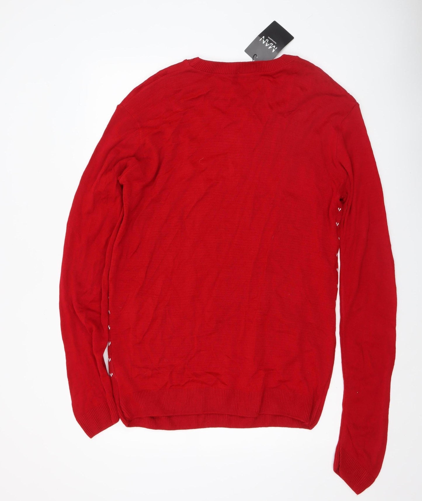 boohooMAN Men Red XXXL Christmas Graphic Knit Pullover Jumper