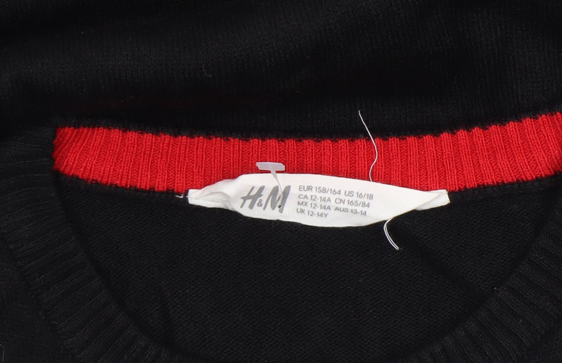 Boys UK Size 13-14 Years H&M Black Pullover Jumper