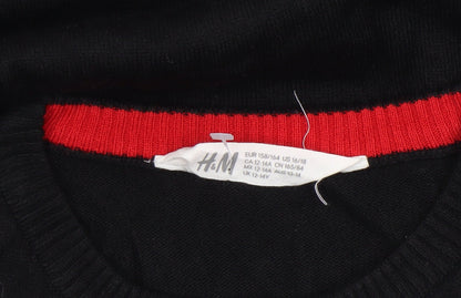 Boys UK Size 13-14 Years H&M Black Pullover Jumper