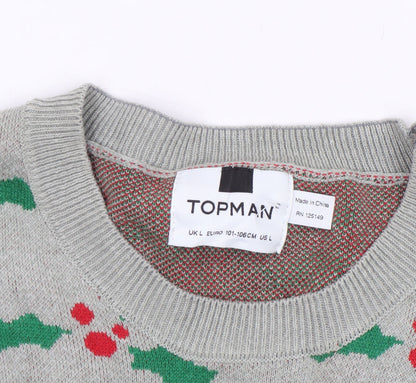 Mens UK Size L Topman Grey Pullover Jumper