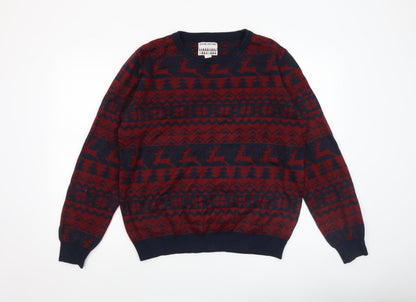 Mens UK Size L Seasons Greetings Red Pullover Jumper
