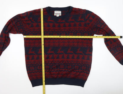 Mens UK Size L Seasons Greetings Red Pullover Jumper