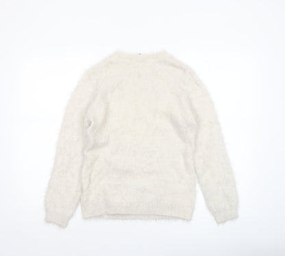 Girls UK Size 11-12 Years Fluid Ivory Pullover Jumper