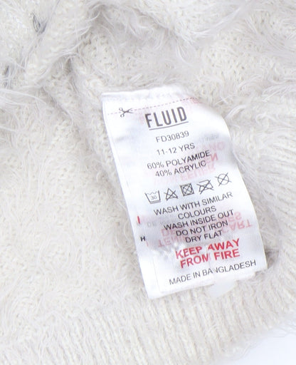 Girls UK Size 11-12 Years Fluid Ivory Pullover Jumper