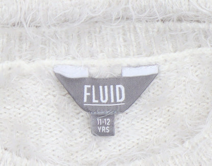 Girls UK Size 11-12 Years Fluid Ivory Pullover Jumper
