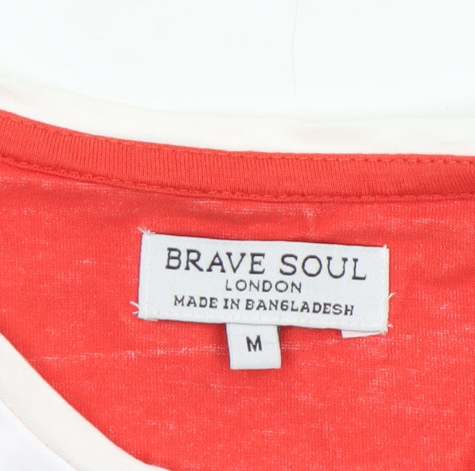 Mens UK Size M Brave Soul Red  T-Shirt