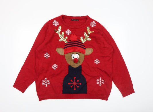 Mens UK Size XL Dunnes Red Pullover Jumper