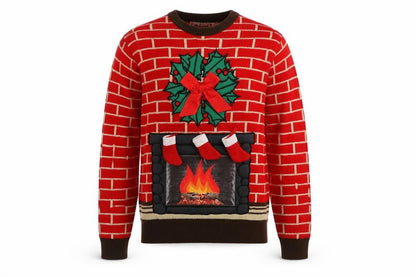 Mens UK Size M Cheesy Christmas Jumpers Red Pullover Jumper