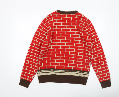 Mens UK Size M Cheesy Christmas Jumpers Red Pullover Jumper